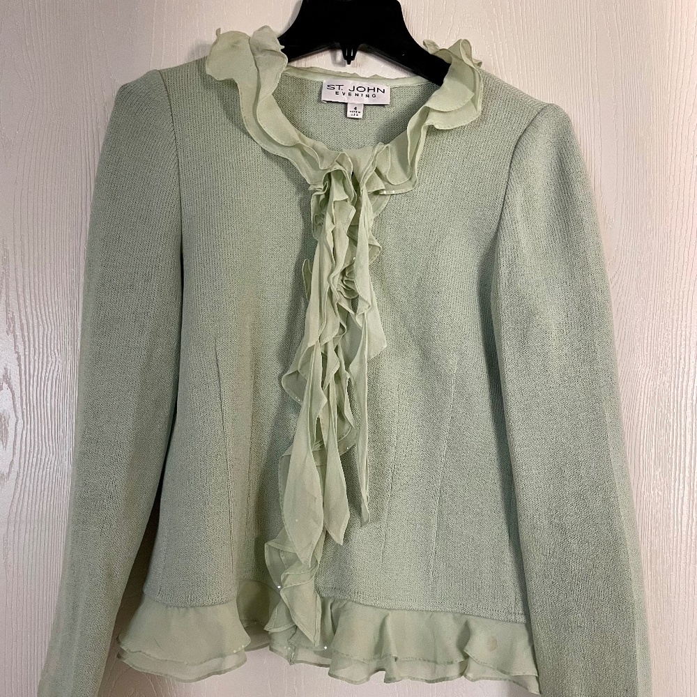 Ruffled Evening Jacket  Zip Up Cardigan